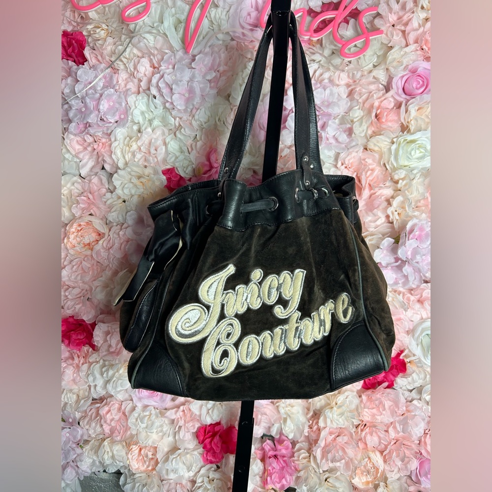 RARE!! VINTAGE Y2K JUICY COUTURE BROWN/CREAM DAYDREAMER BAG WITH MIRROR